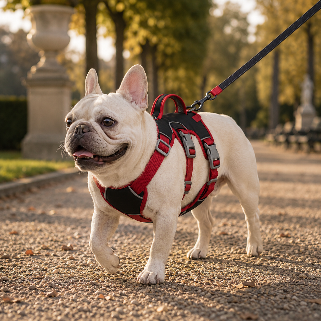 Harnais Confort pour chien Minouche, coloris Noir & Coquelicot