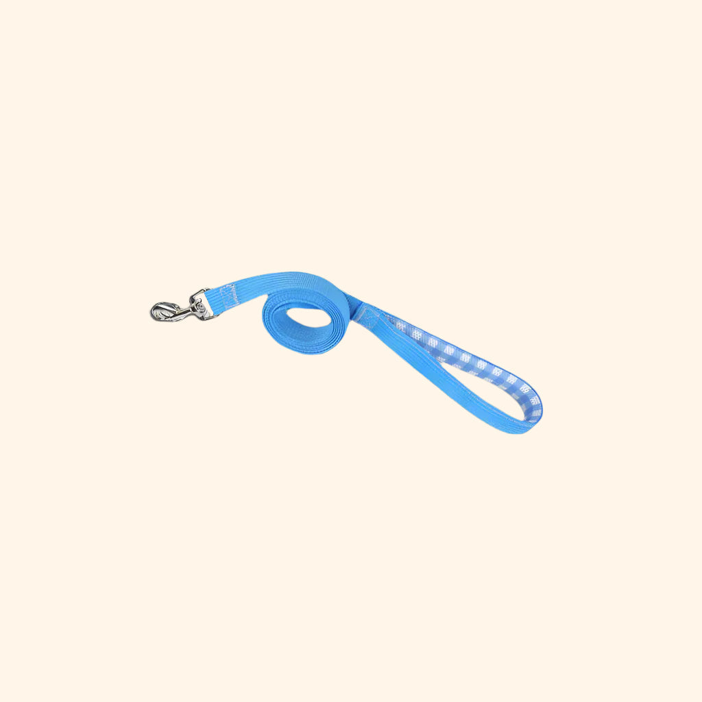 Harnais confort vichy + laisse – Bleu Glaçon